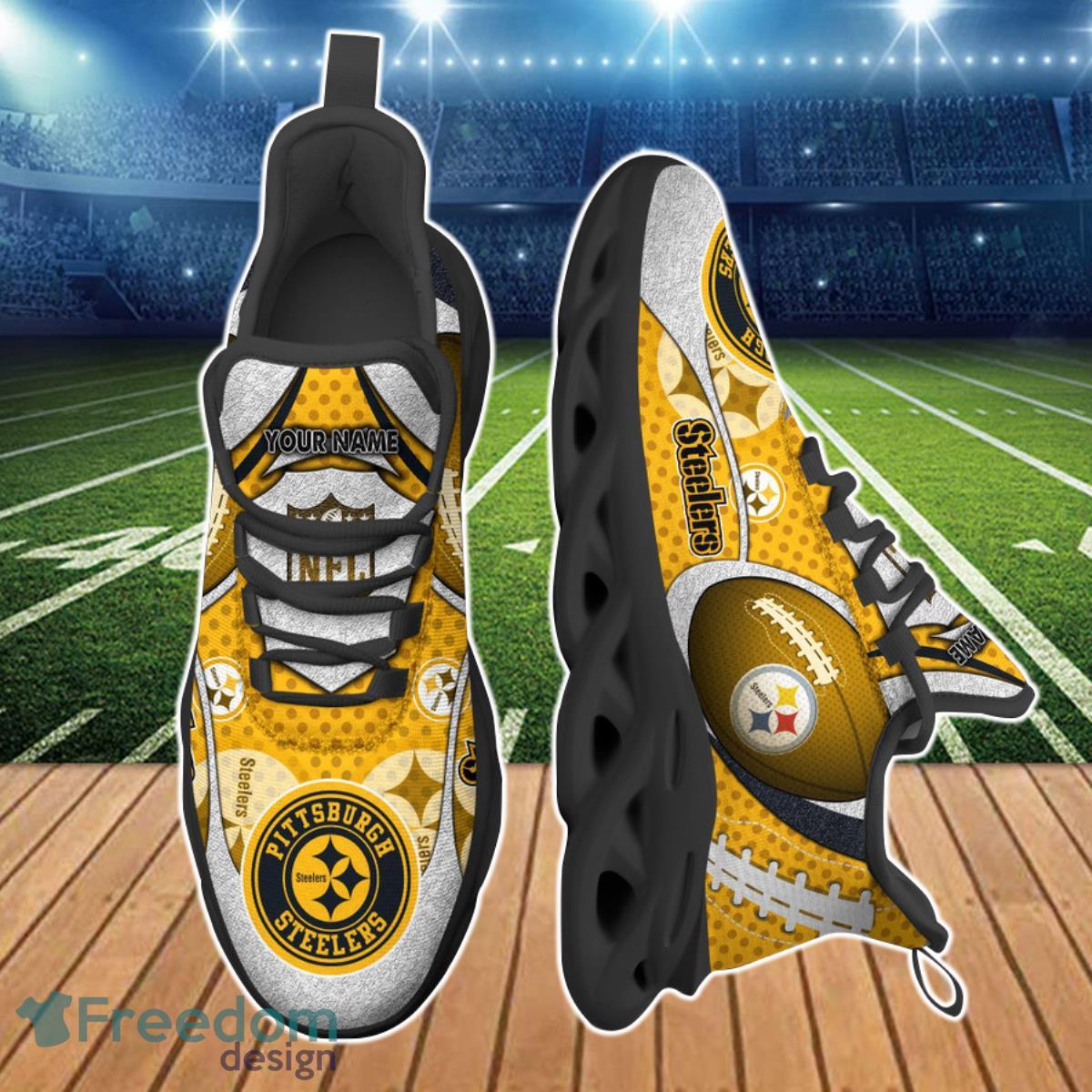 Custom Name NFL Pittsburgh Steelers Style Logo Caro Max Soul Shoes