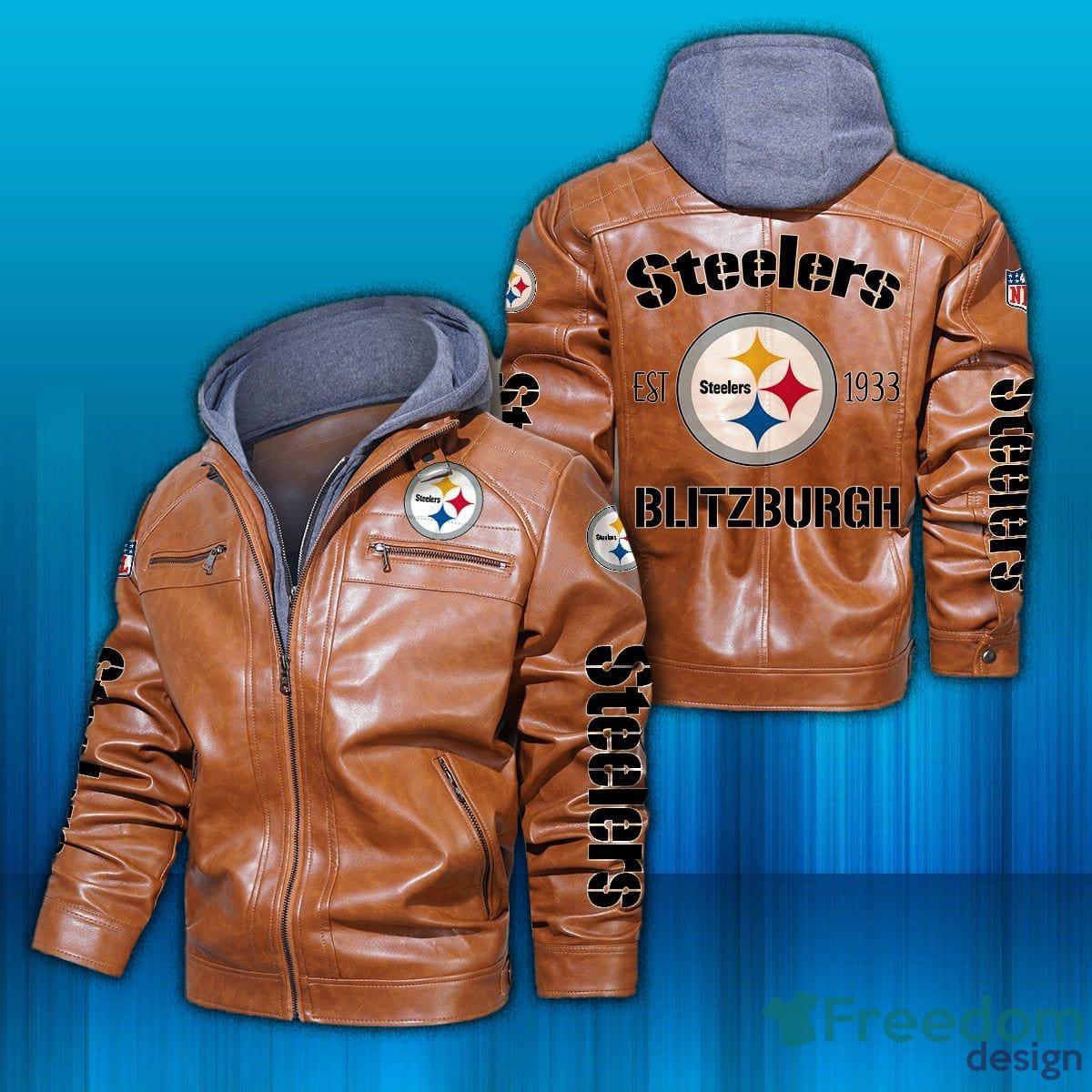 NFL Pittsburgh Steelers Style 9 Big Logo Black Brown Leather Jacket For  Fans - Freedomdesign