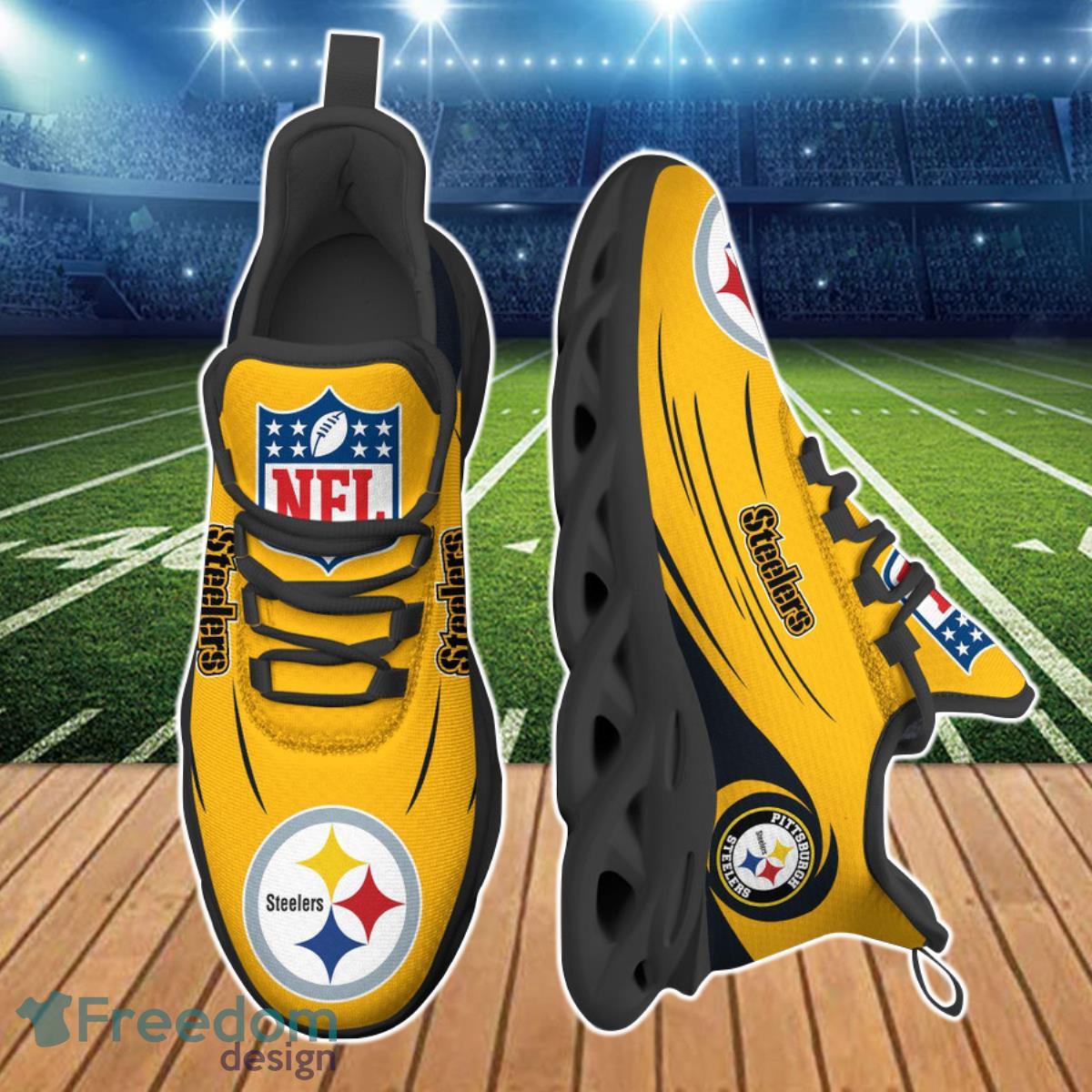 Custom Name NFL Pittsburgh Steelers Style Logo Caro Max Soul Shoes