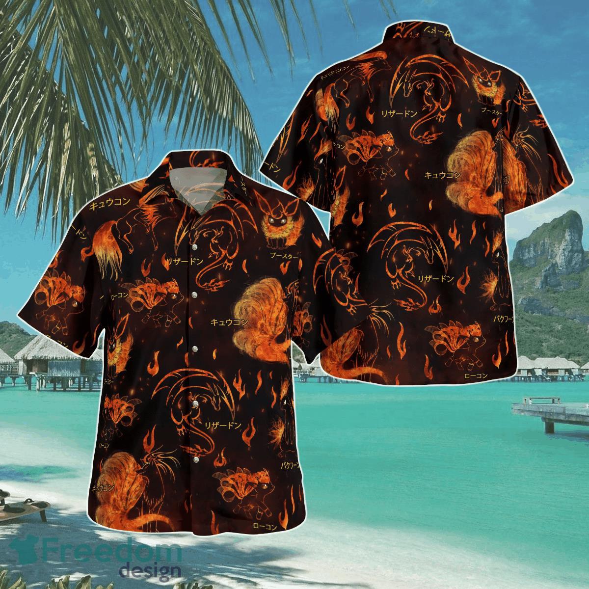 Pokmon Fire Type Hawaii Shirt Aloha Shirt For Men Women Product Photo 1