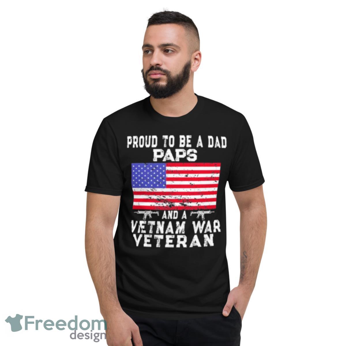 Proud Dad Paps Vietnam Veteran Retro Us Flag Grandpa Shirt - Short Sleeve T-Shirt