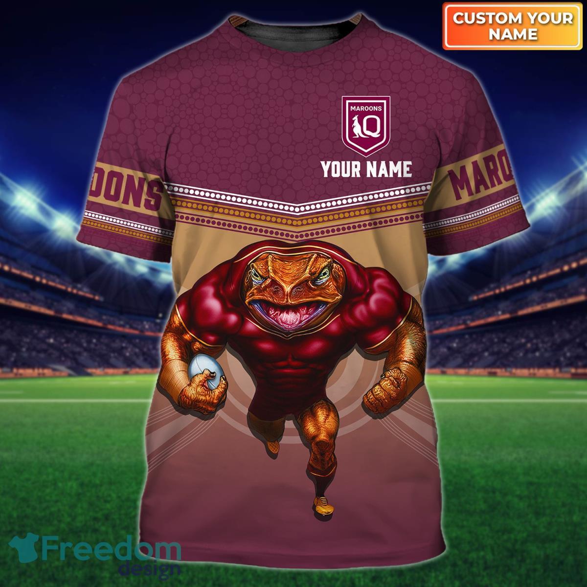 Queensland Maroons Personalized Name 3D Tshirt Product Photo 1