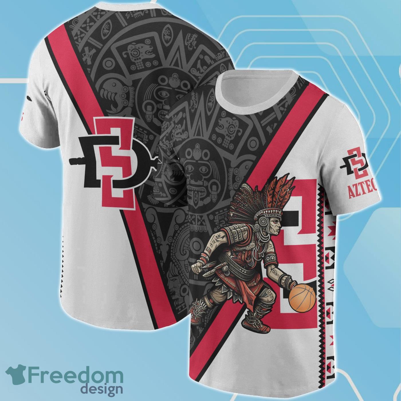 San Diego State Aztecs Men's Basketball Vintage Pattern Print 3D Shirt Product Photo 1