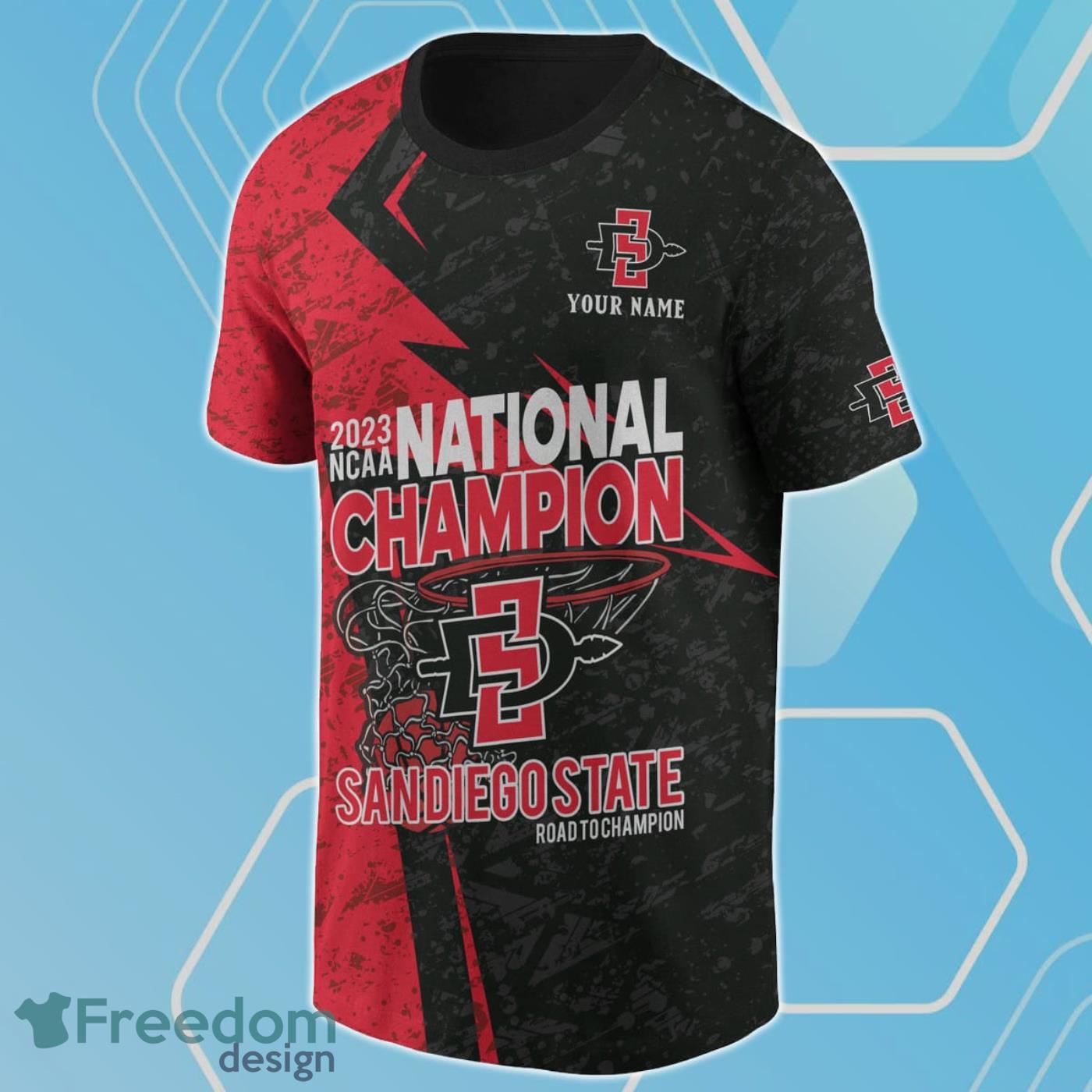 San Diego State Aztecs National Collegiate Athletic Association 2023 Unisex Personalized NCAA Champion Shirt Product Photo 2