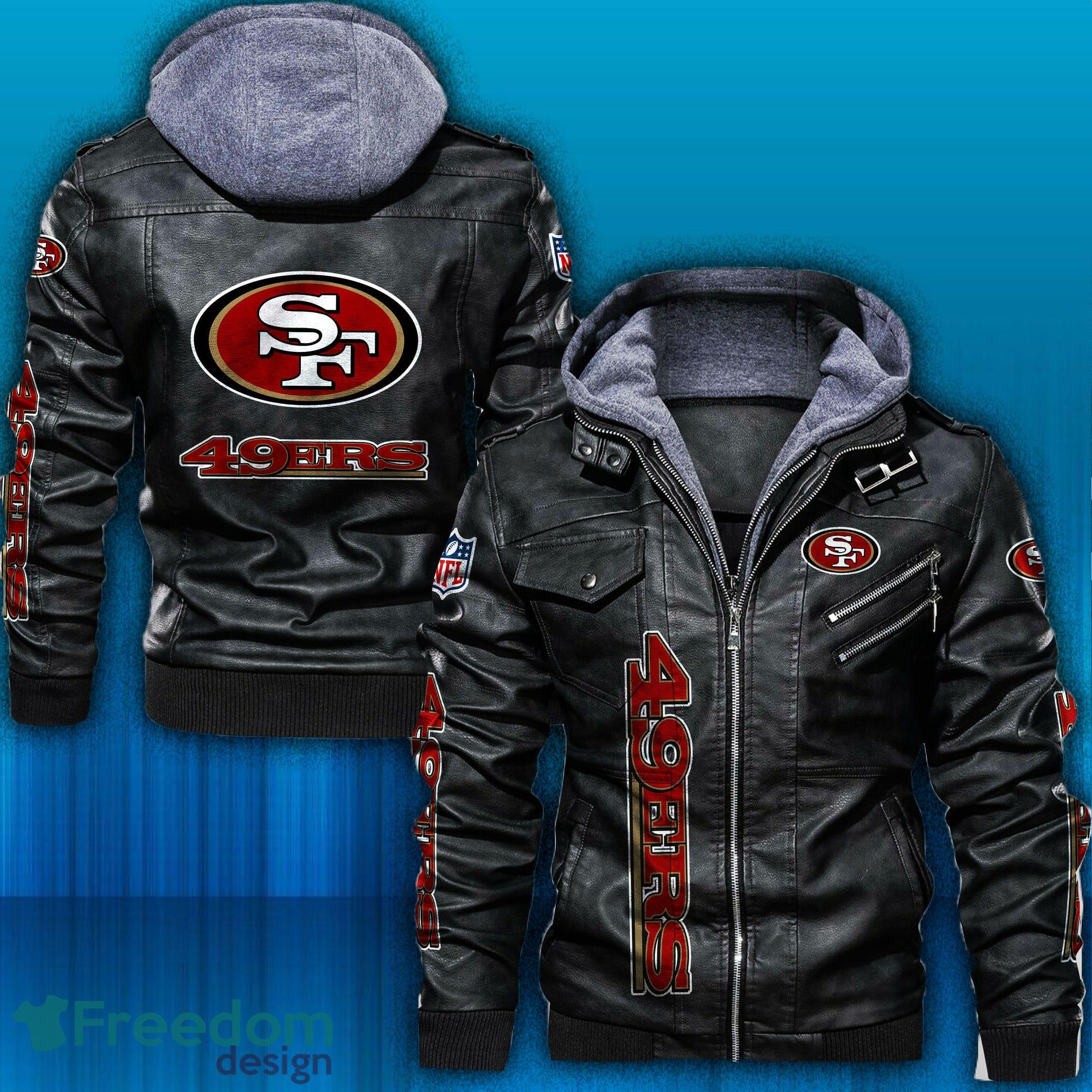 NFL San Francisco 49ers Logo 4 Black Brown Leather Jacket For Fans -  Freedomdesign