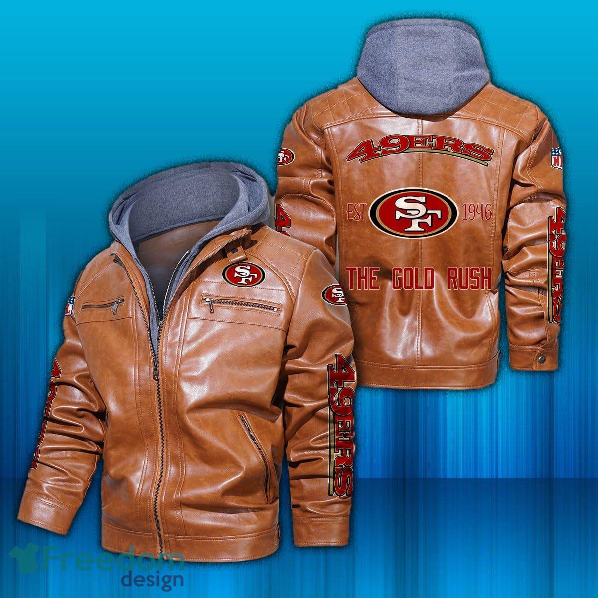 NFL San Francisco 49ers Logo 4 Black Brown Leather Jacket For Fans -  Freedomdesign