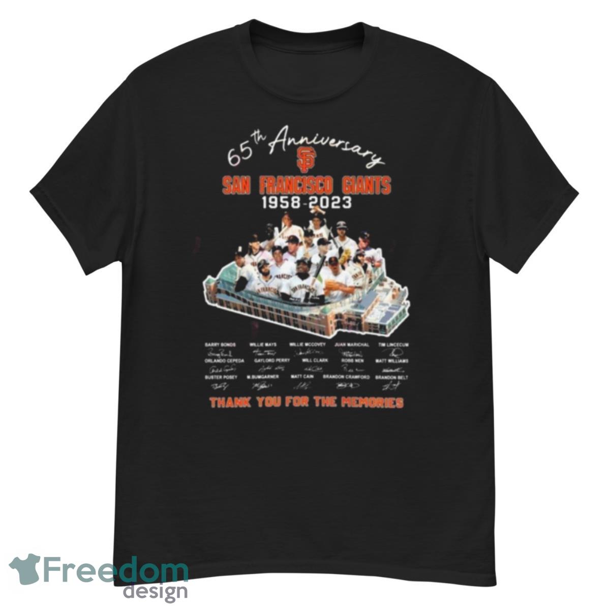 San Francisco Giants 65th Anniversary 1958 – 2023 Thank You For The  Memories T Shirt - Freedomdesign