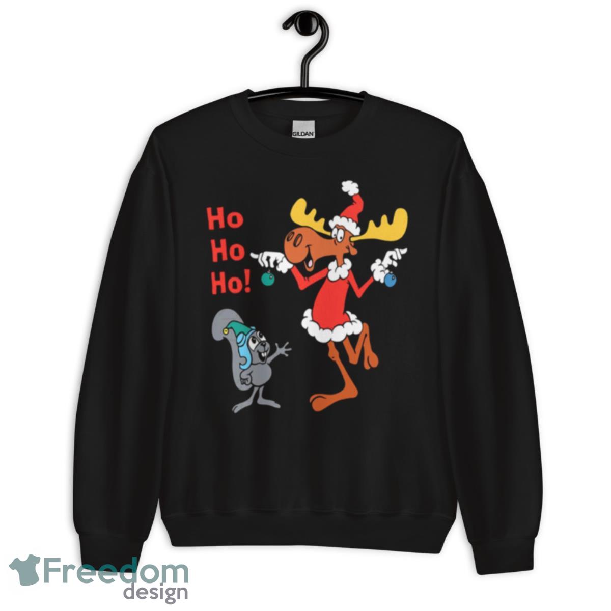 Santa With Baubles Rocky And Bullwinkle Shirt image Santa With Baubles Rocky And Bullwinkle Shirt - Unisex Crewneck Sweatshirt