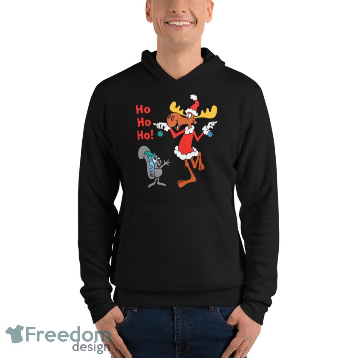 Santa With Baubles Rocky And Bullwinkle Shirt - Unisex Fleece Pullover Hoodie Santa With Baubles Rocky And Bullwinkle Shirt - Unisex Fleece Pullover Hoodie