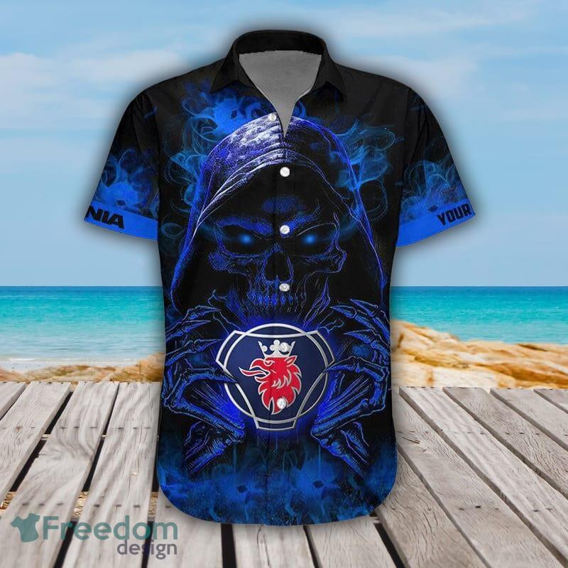Blue Red Gray Truck Hawaiian Shirt Good Gifts For Truck Drivers - T-shirts  Low Price