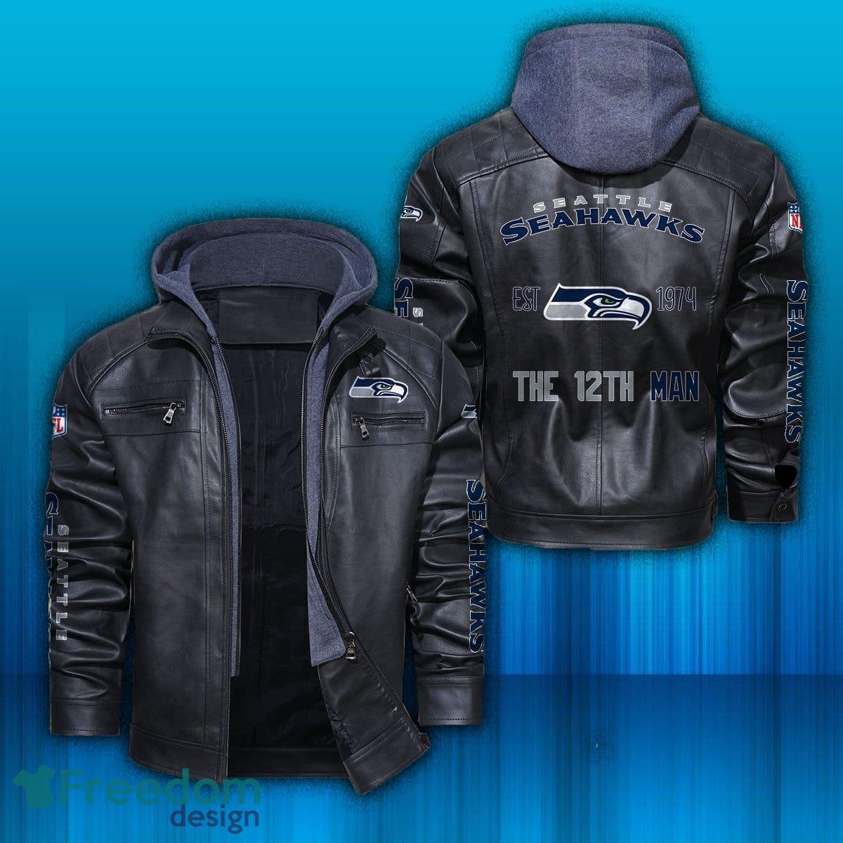 Seattle Seahawks Logo NFL Leather Jacket For Men And Women - Freedomdesign