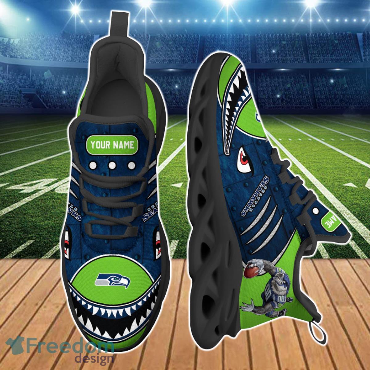 Seattle Seahawks NFL Clunky Shoes Custom Name Max Soul Sneakers Ugly  Christmas Gift Fans - Banantees