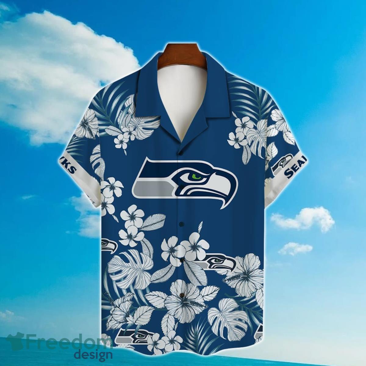 Seattle Seahawks NFL Hibiscus 2023 AOP Hawaiian Shirt For Men Women Product Photo 2