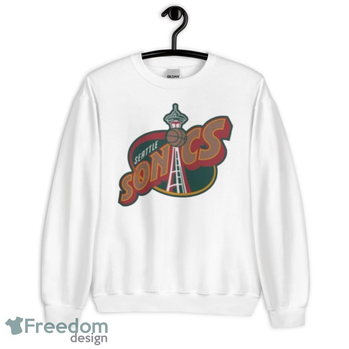 Seattle Supersonics Space Needle Logo Dark Green T Shirt - Unisex Heavy Blend Crewneck Sweatshirt