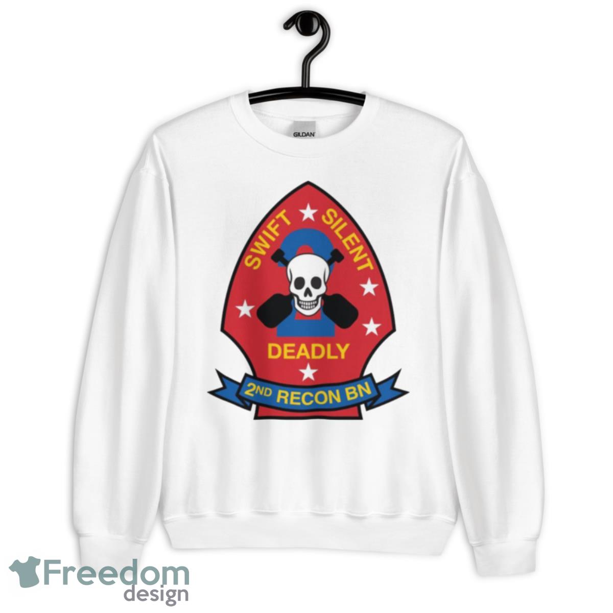 Skull Silent Swift Deadly 2nd Recon Bn Shirt - Unisex Heavy Blend Crewneck Sweatshirt