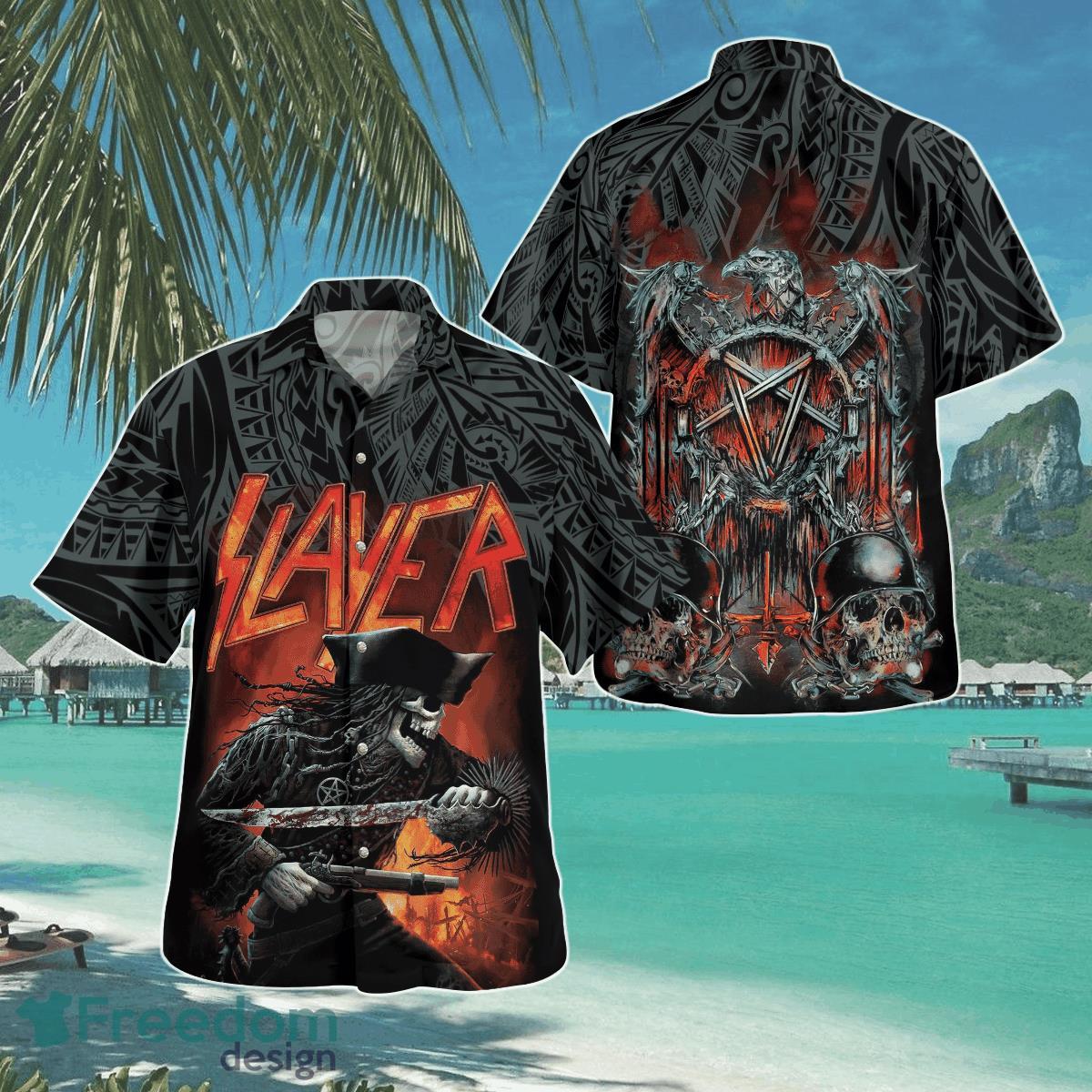 Slayer Skull Tribal Hawaii Shirt Aloha Shirt For Men Women Product Photo 1