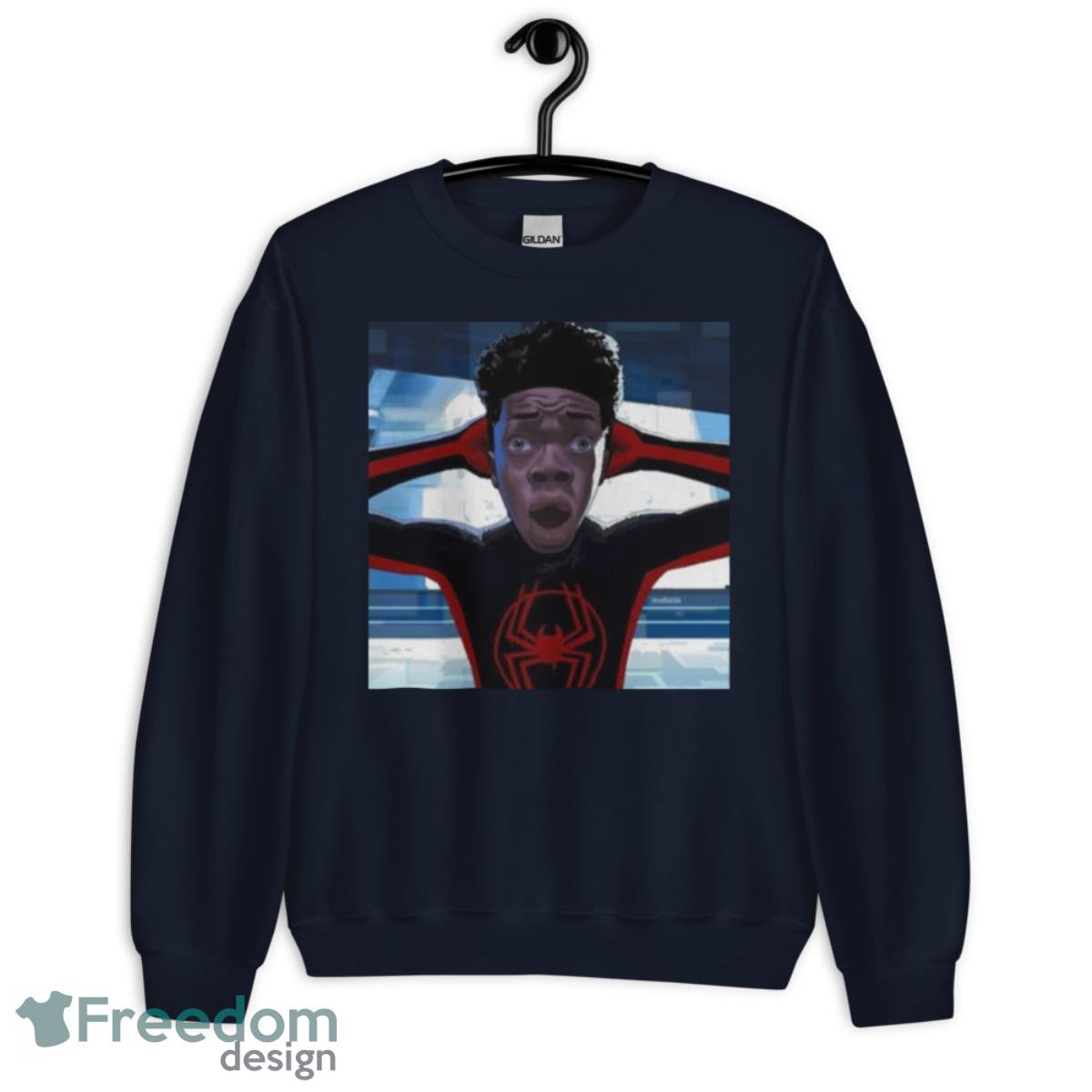 Spiderman Miles Morales When Kilometer Immorales Walks In T Shirt - Unisex Crewneck Sweatshirt-1