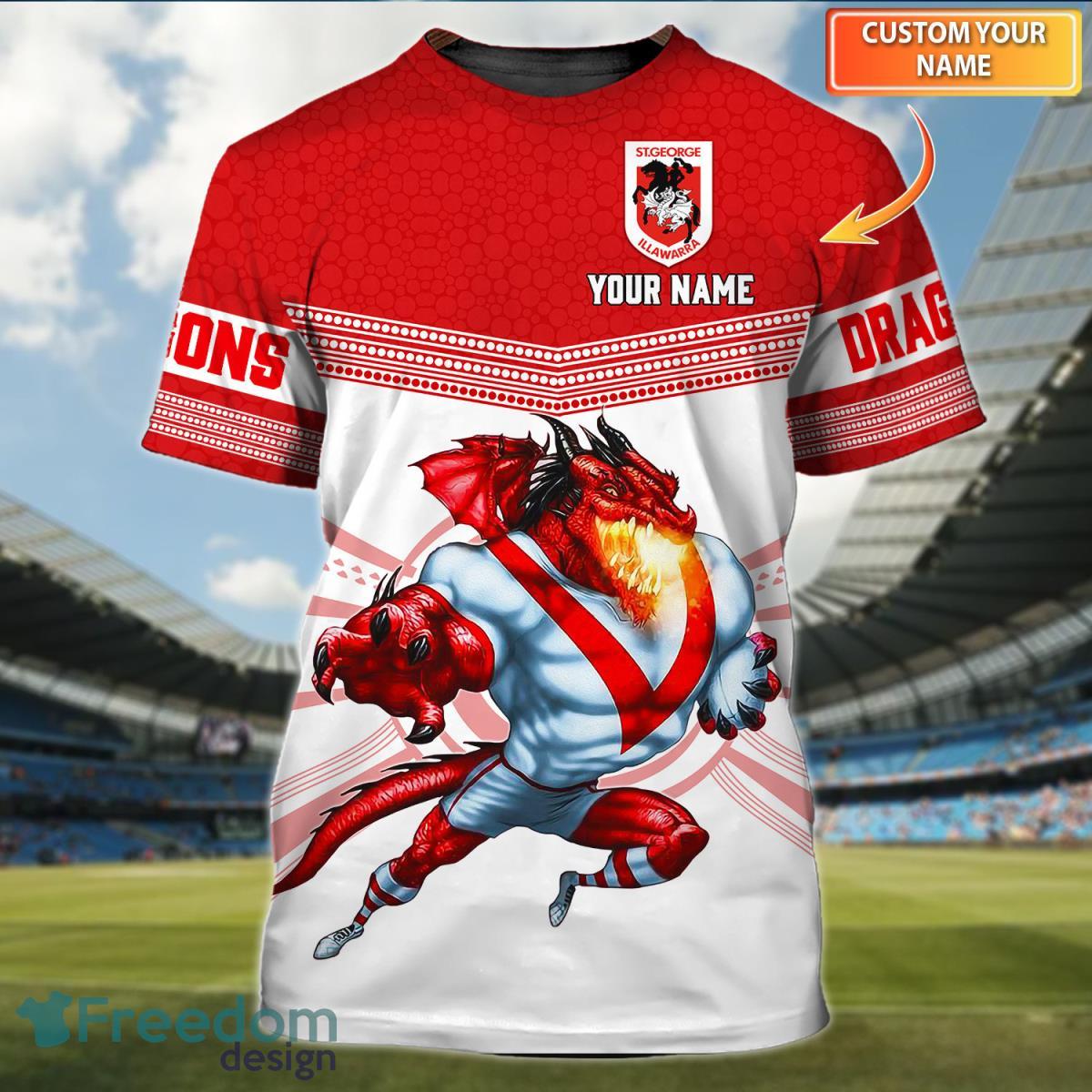 St George Illawarra Dragons NRL Personalized Name 3D Tshirt Product Photo 1