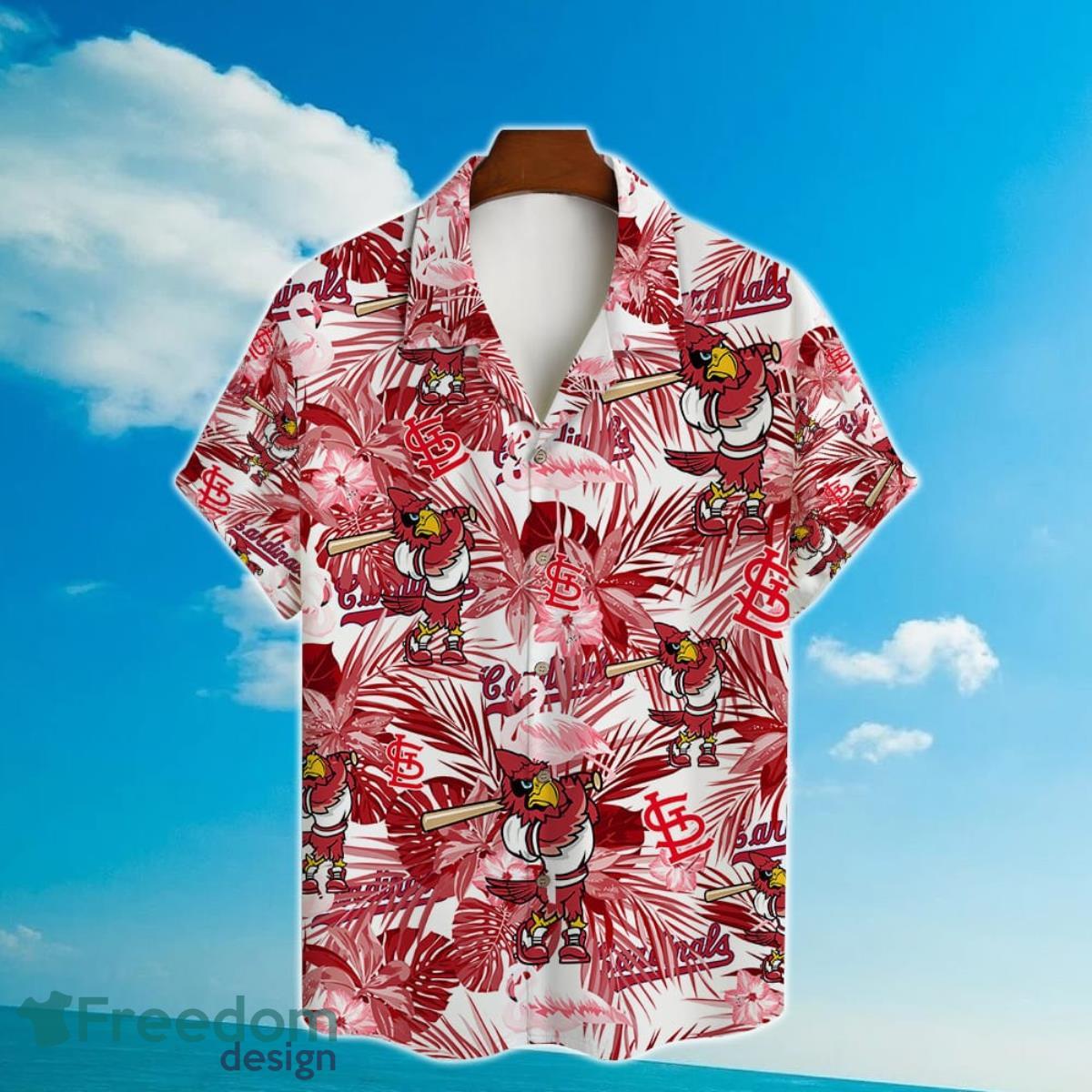 St. Louis Cardinals Hawaiian Shirt Major League Baseball Mascot And Hibiscus Pattern Product Photo 2