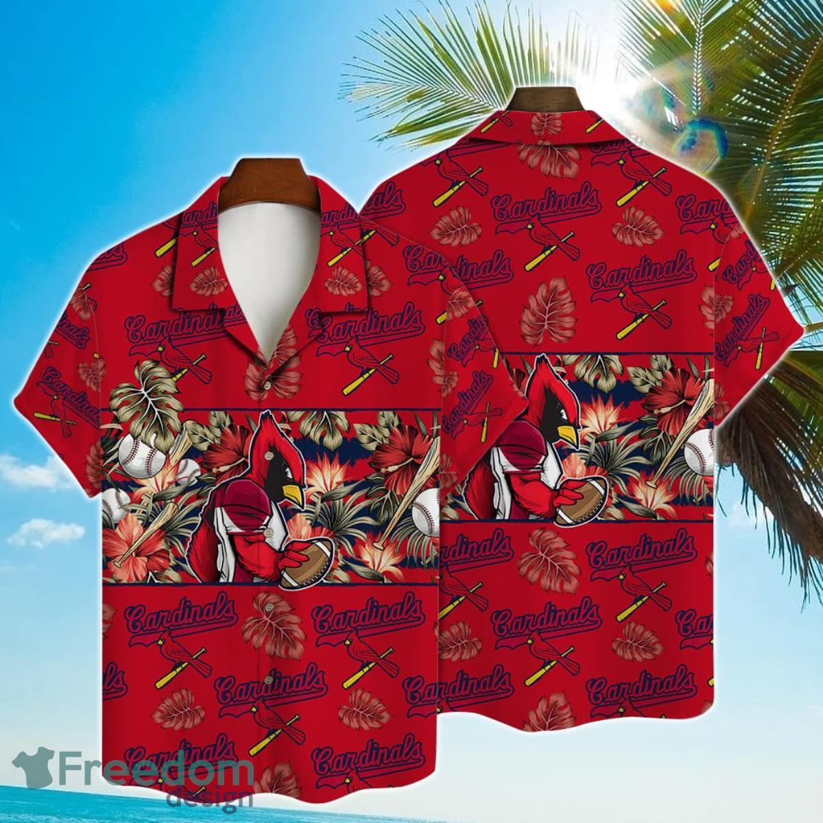 St Louis Cardinals Hawaiian Shirt Mascot Tropical Flower Custom St