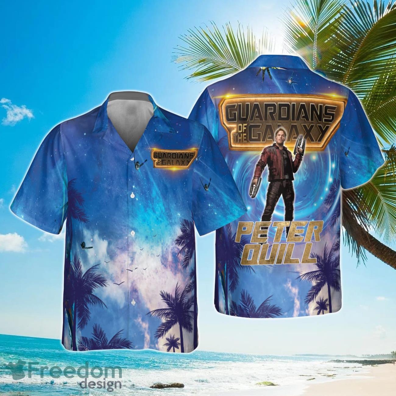 Star-Lord Guardians Of The Galaxy Universe Background 2023 Hawaiian Shirt Product Photo 1