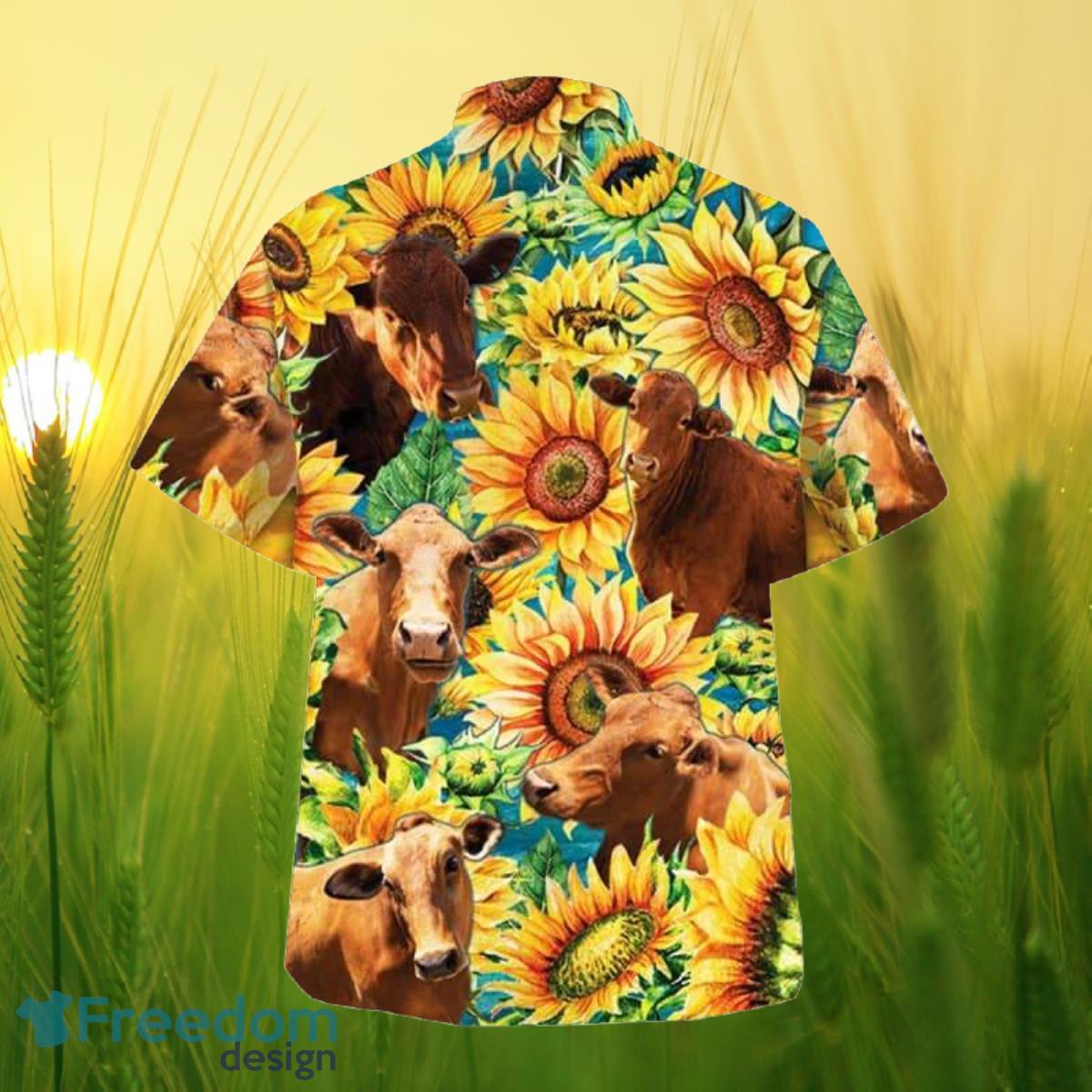 Sunflower Beefmaster Cattle All Printed 3D Hawaiian Shirt For Men Women Product Photo 2