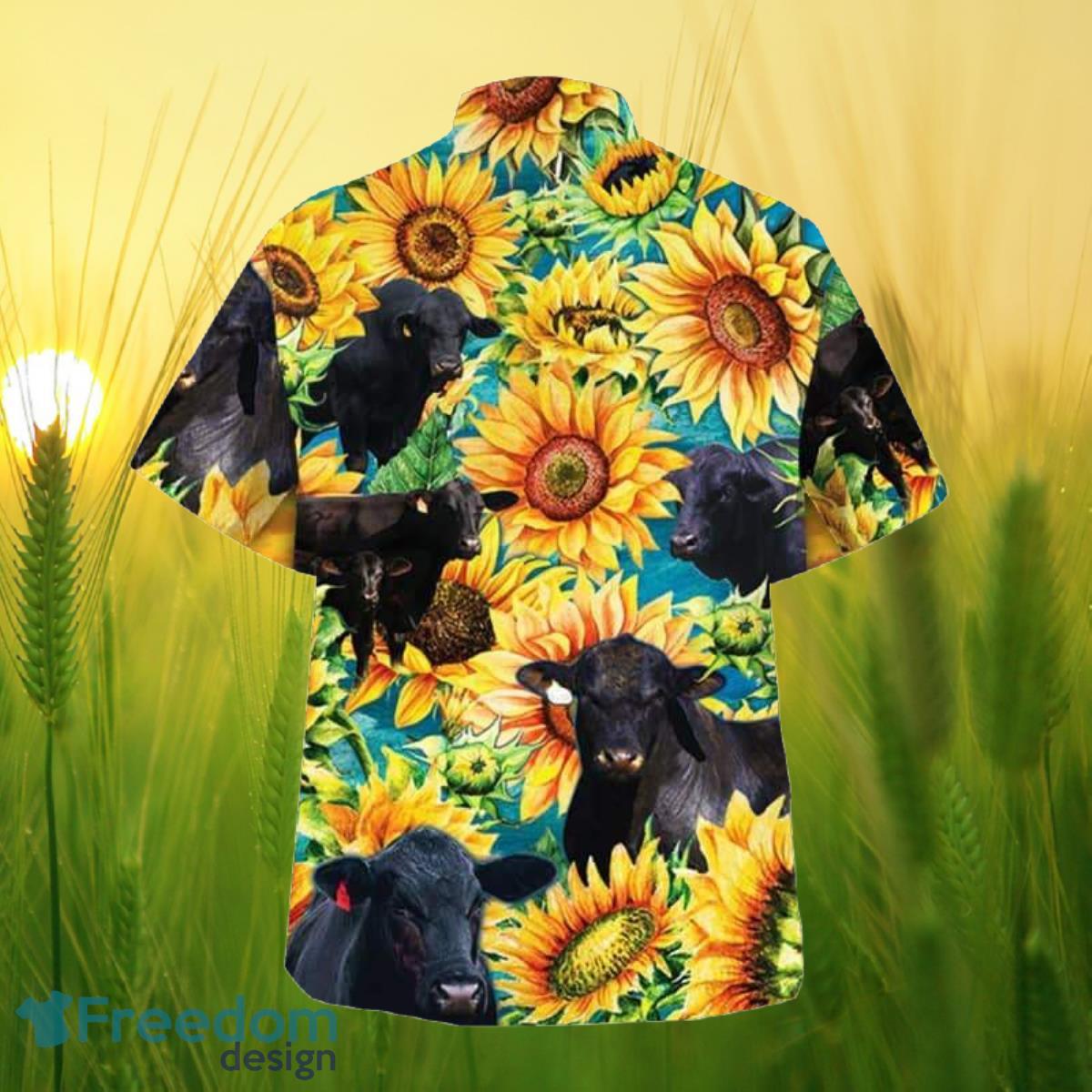 Sunflower Brangus Cattle All Printed 3D Hawaiian Shirt For Men Women Product Photo 2