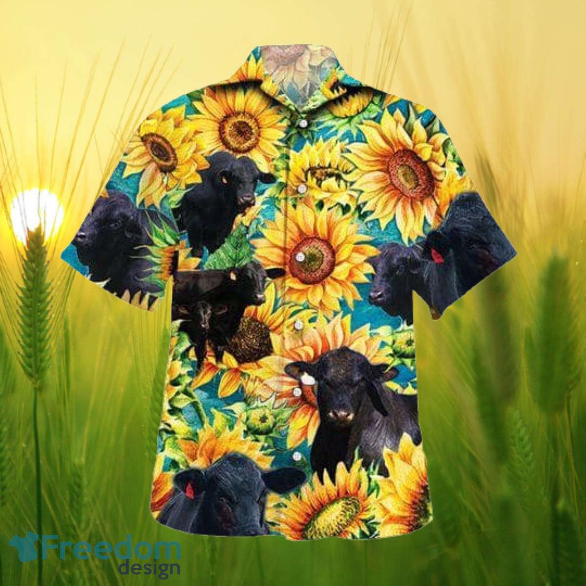 Sunflower Brangus Cattle All Printed 3D Hawaiian Shirt For Men Women Product Photo 1