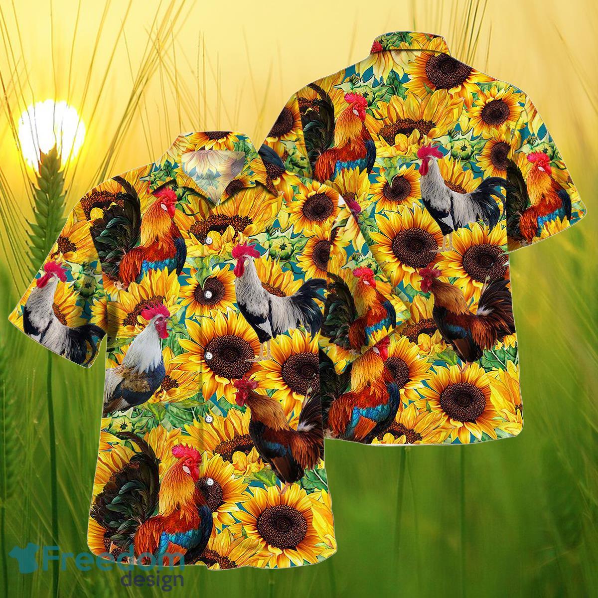 Sunflower Chicken All Printed 3D Hawaiian Shirt For Men Women Product Photo 1