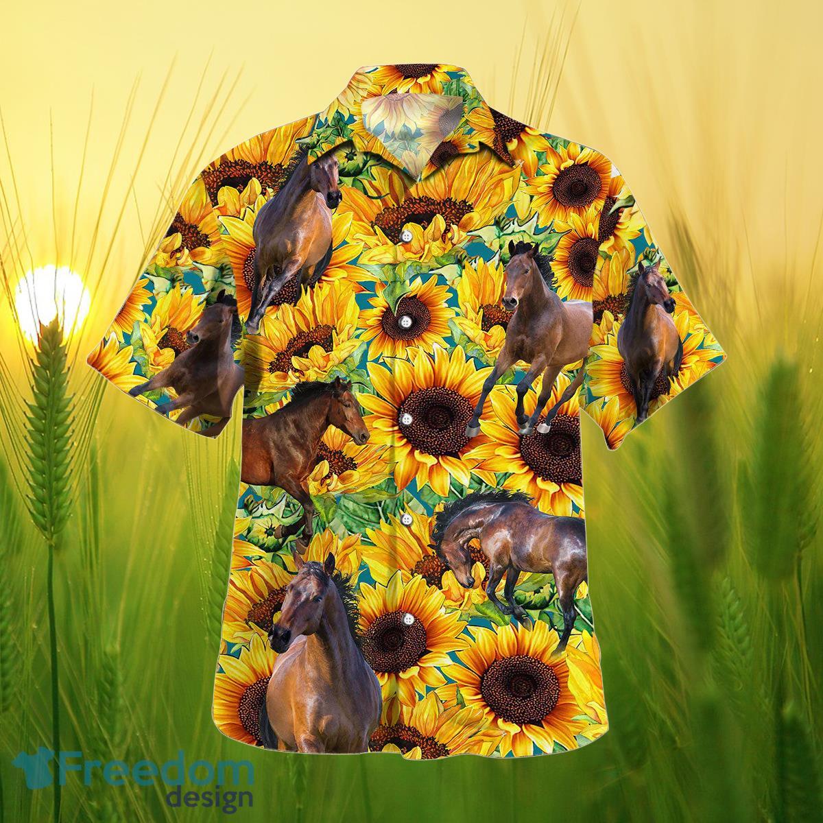 Sunflower Horse All Printed 3D Hawaiian Shirt For Men Women Product Photo 2