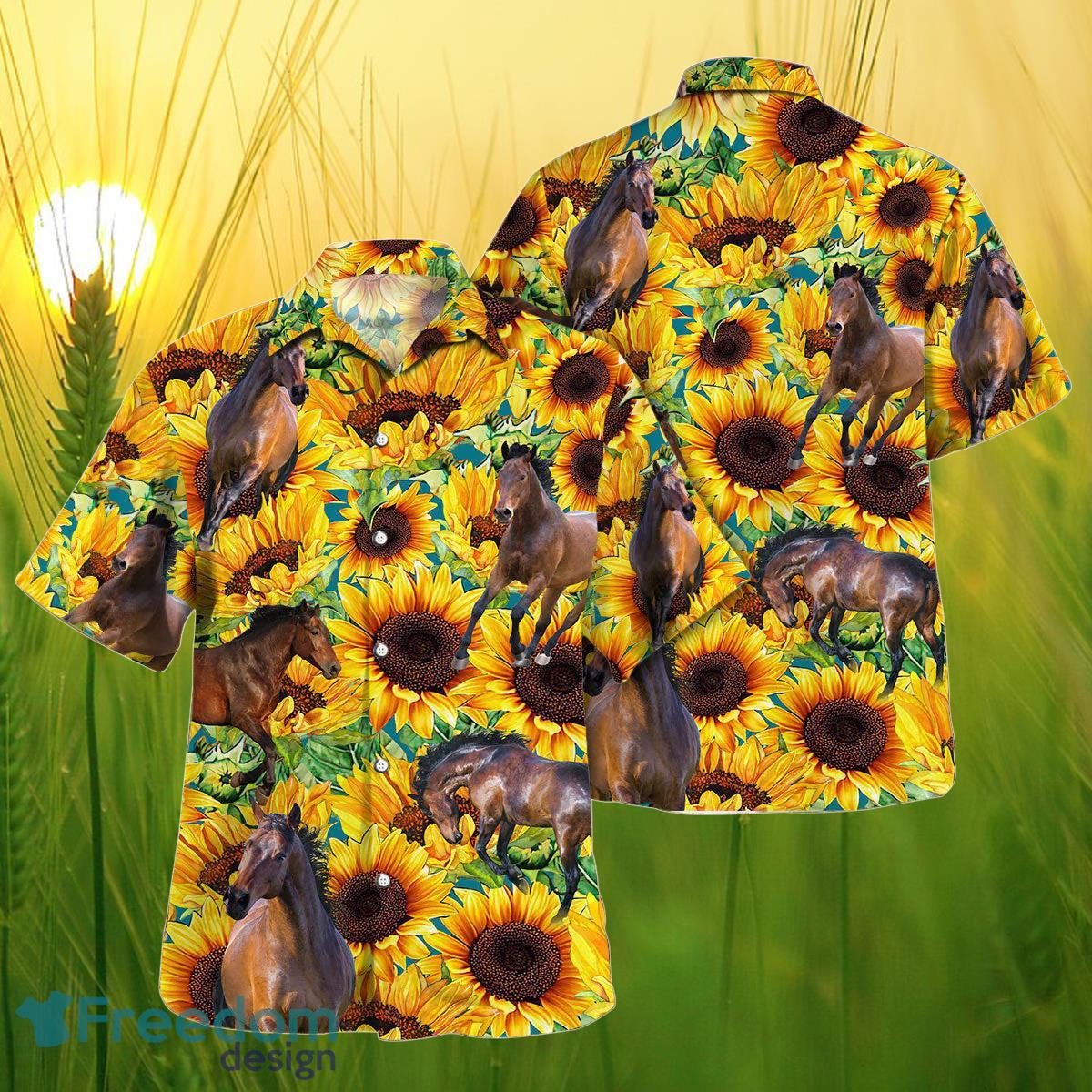 Sunflower Horse All Printed 3D Hawaiian Shirt For Men Women Product Photo 1