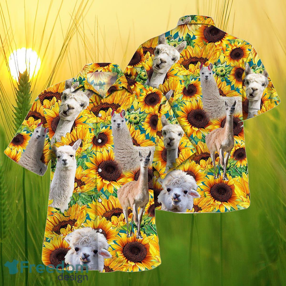 Sunflower Llama All Printed 3D Hawaiian Shirt For Men Women Product Photo 1