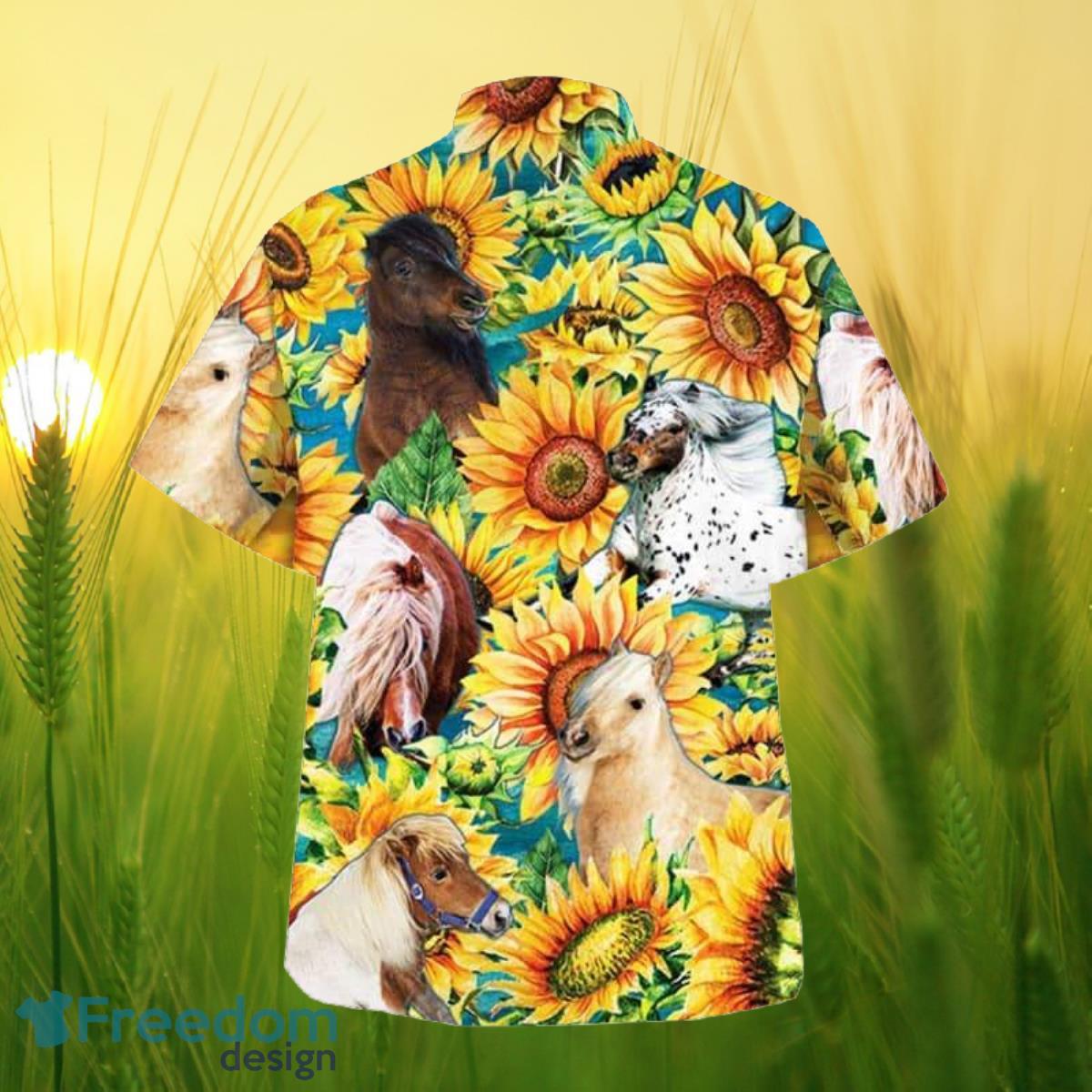 Sunflower Miniature Horse All Printed 3D Hawaiian Shirt For Men Women Product Photo 2