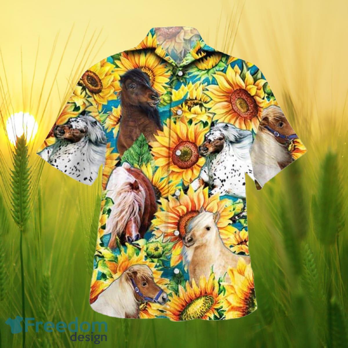 Sunflower Miniature Horse All Printed 3D Hawaiian Shirt For Men Women Product Photo 1