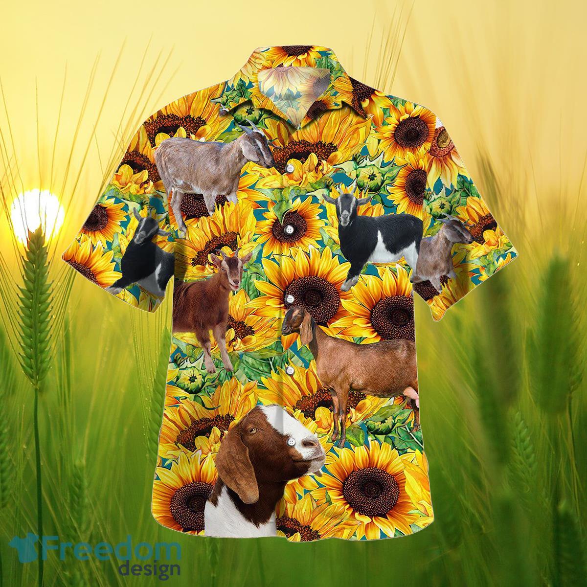 Sunflower Nubian Goat All Printed 3D Hawaiian Shirt For Men Women Product Photo 2