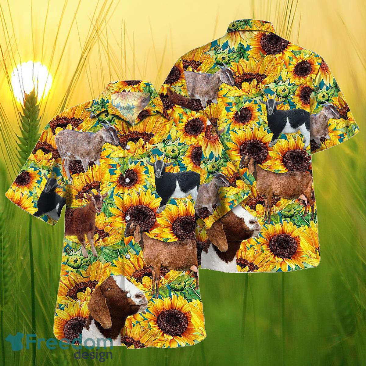 Sunflower Nubian Goat All Printed 3D Hawaiian Shirt For Men Women Product Photo 1