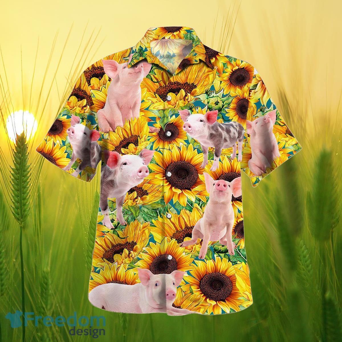 Sunflower Pig All Printed 3D Hawaiian Shirt For Men Women Product Photo 2