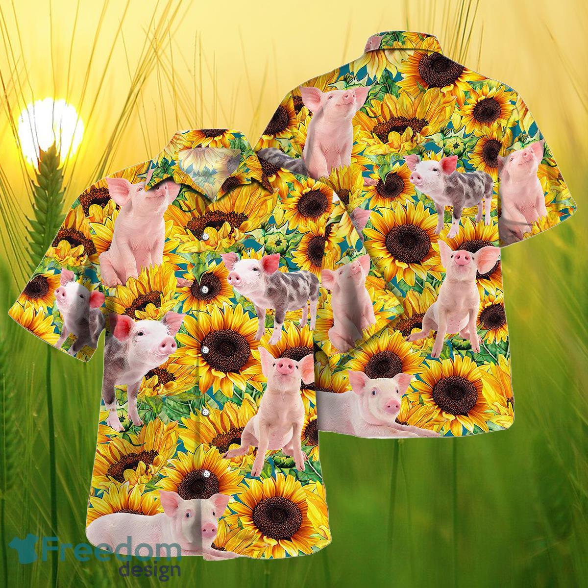 Sunflower Pig All Printed 3D Hawaiian Shirt For Men Women Product Photo 1