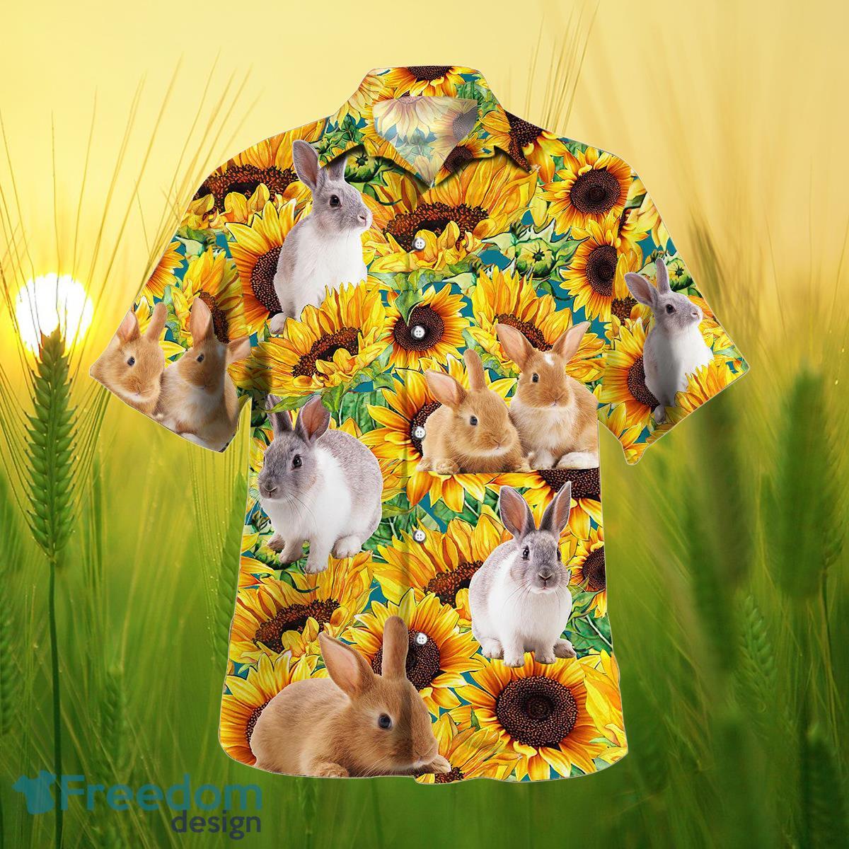 Sunflower Rabbit All Printed 3D Hawaiian Shirt For Men Women Product Photo 2