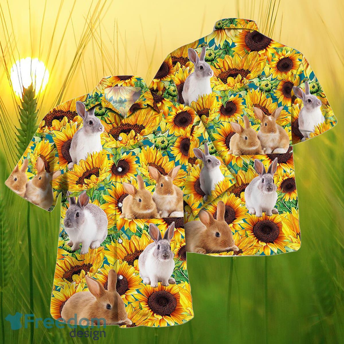 Sunflower Rabbit All Printed 3D Hawaiian Shirt For Men Women Product Photo 1