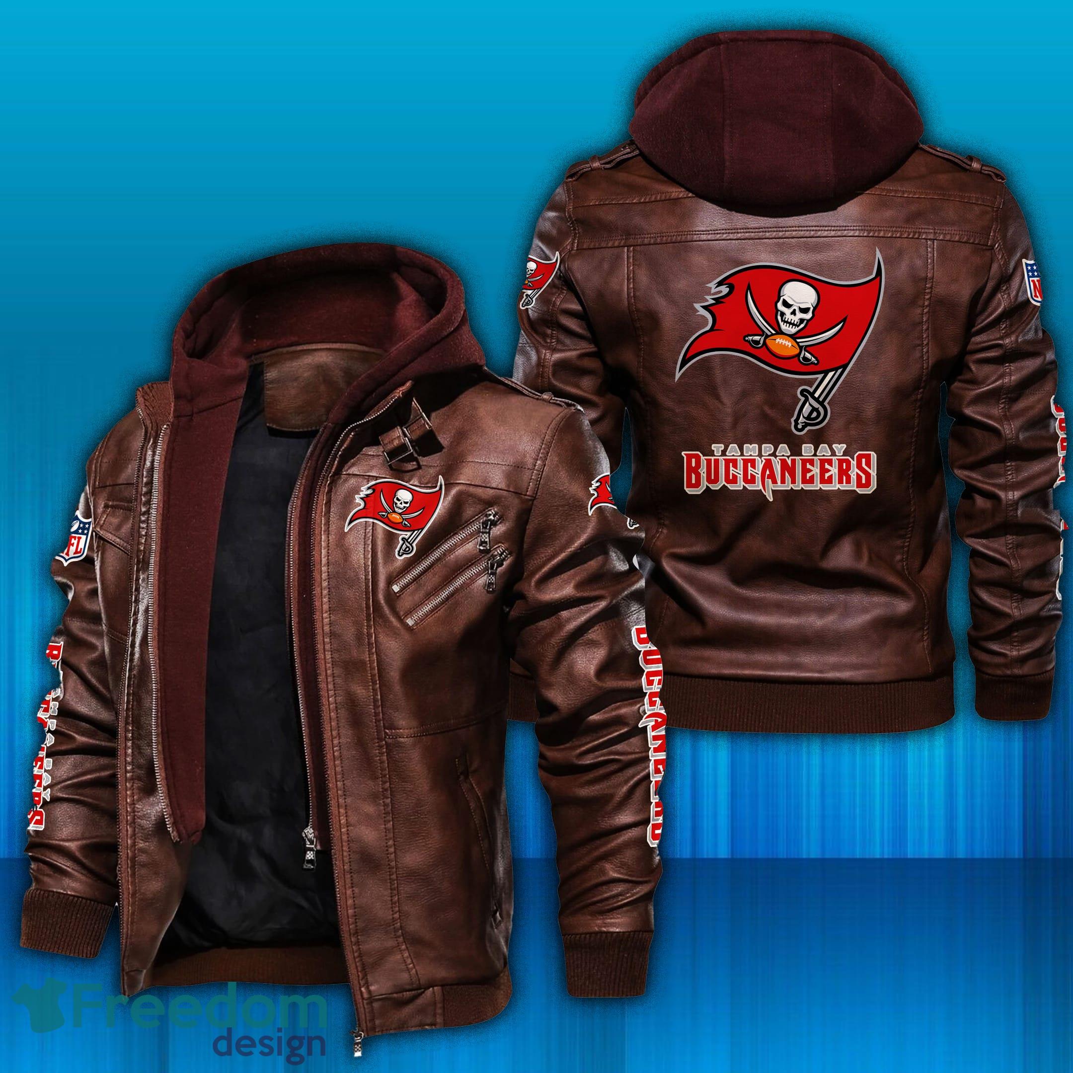 Tampa Bay Buccaneers NFL Fans Brown Black Leather Jacket - Freedomdesign