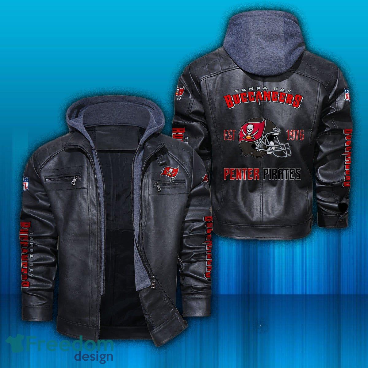 Tampa Bay Buccaneers Leather Jacket Mens Football Motorcycle Zipper Outwear  Coat