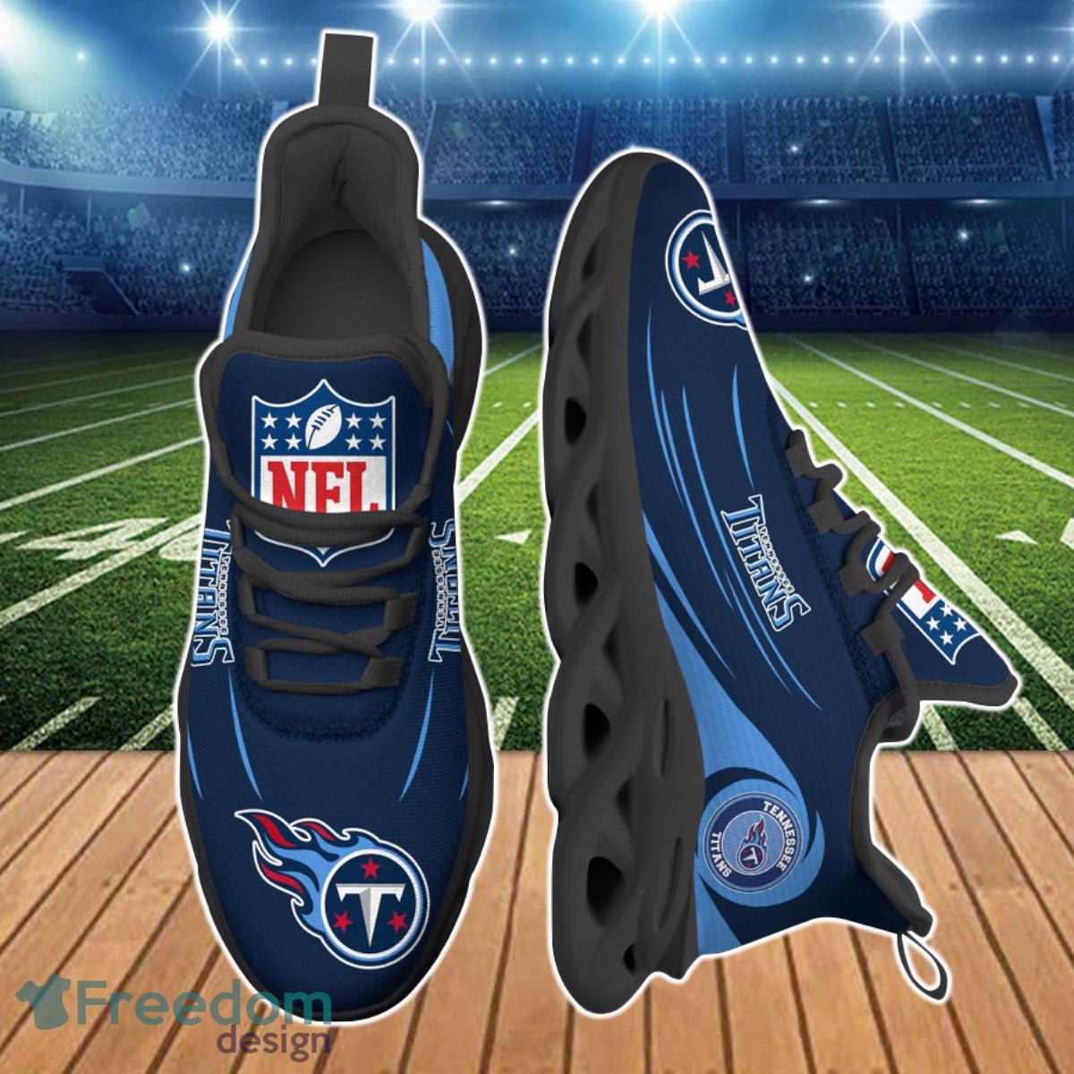 NFL Tennessee Titans Custom Name Navy Blue Max Soul Shoes Gift For Fans