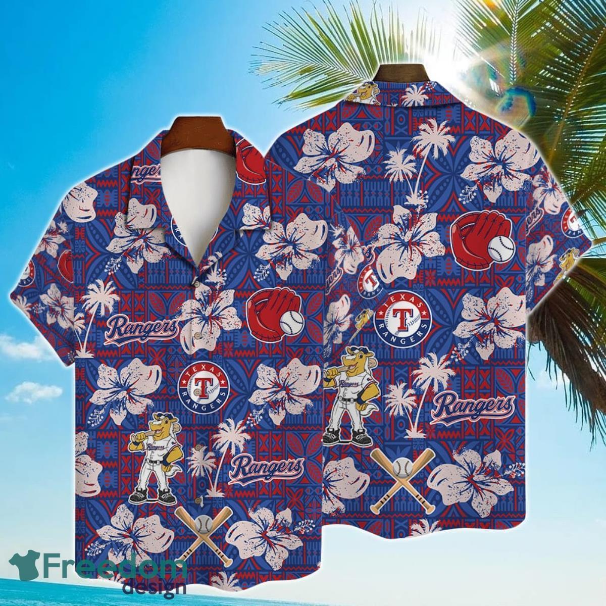 Texas Rangers Hawaiian Shirt Red Coconut Tree Logo Texas Rangers