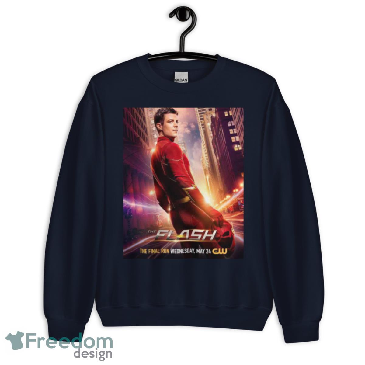 The Poster For The Final Season Of The Flash Has Been Released The Final Run The CW Fan Gifts T Shirt - Unisex Crewneck Sweatshirt-1