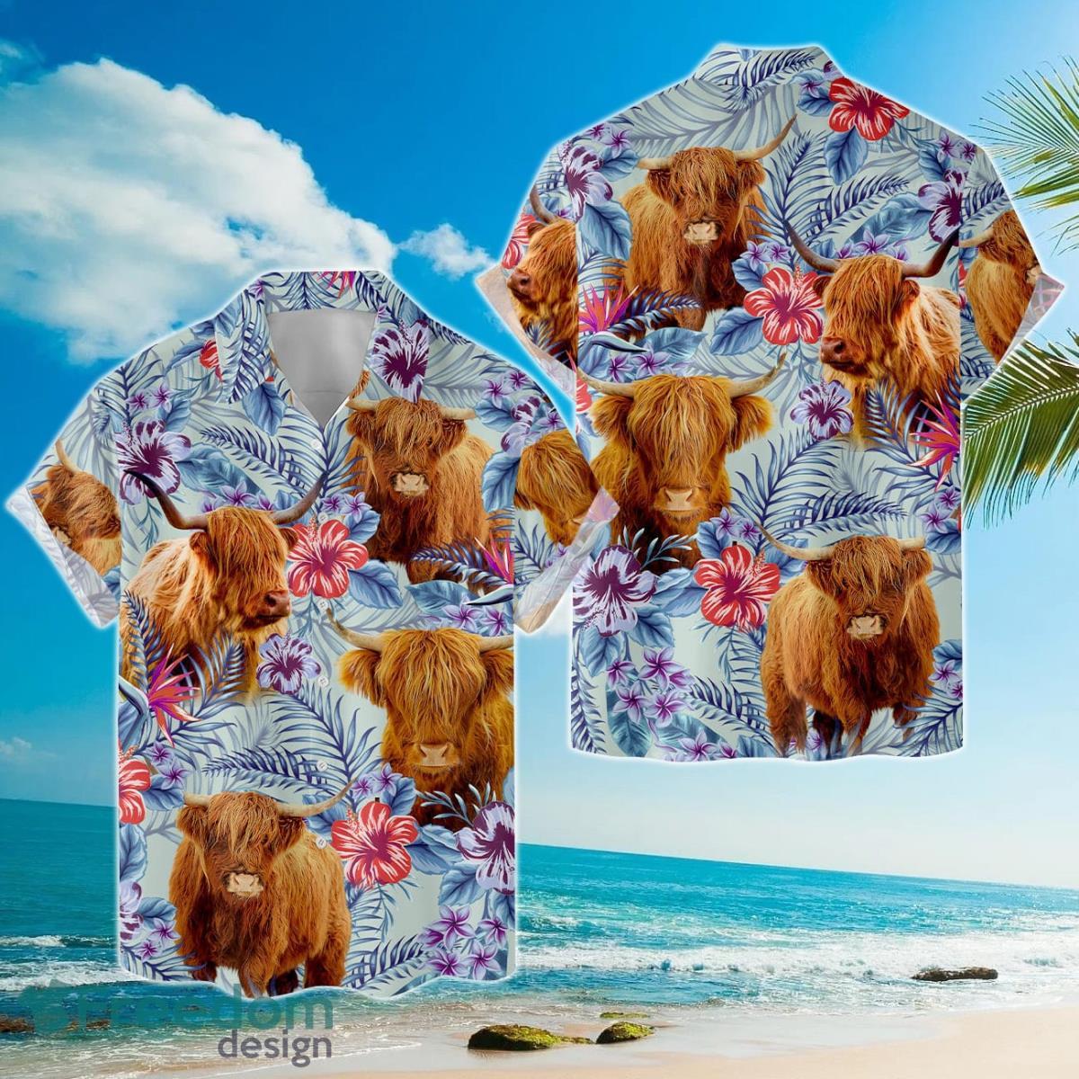 Tropical Highland Cow Hawaiian Shirts For Men And Women Product Photo 1