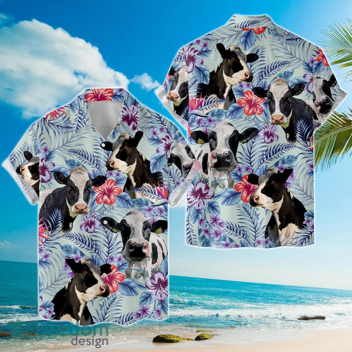 Tropical Holstein Cow Hawaiian Shirts For Men And Women Product Photo 1