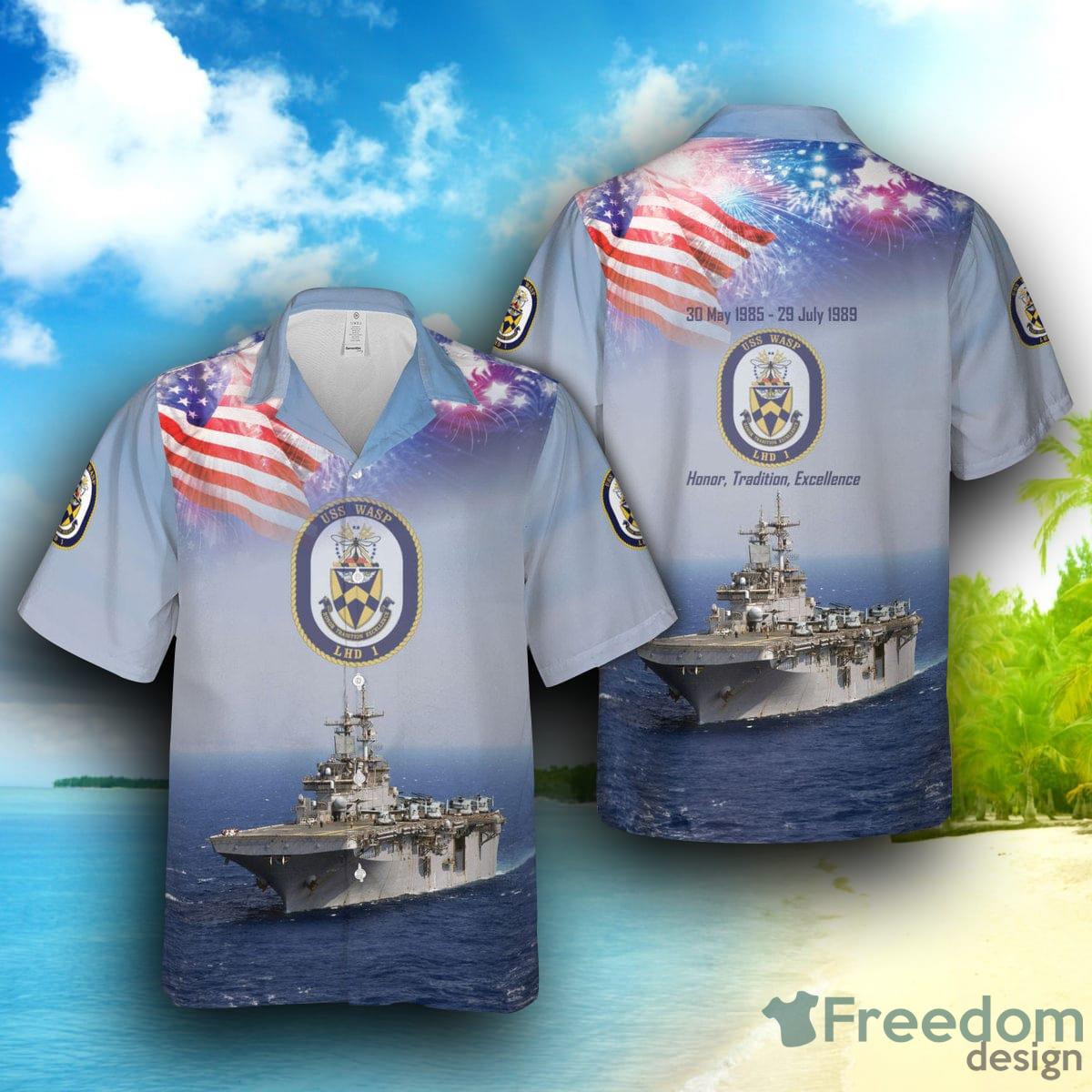 USS Wasp (LHD-1), 4th Of July US Navy Hawaiian Shirt For Men And Women -  Freedomdesign