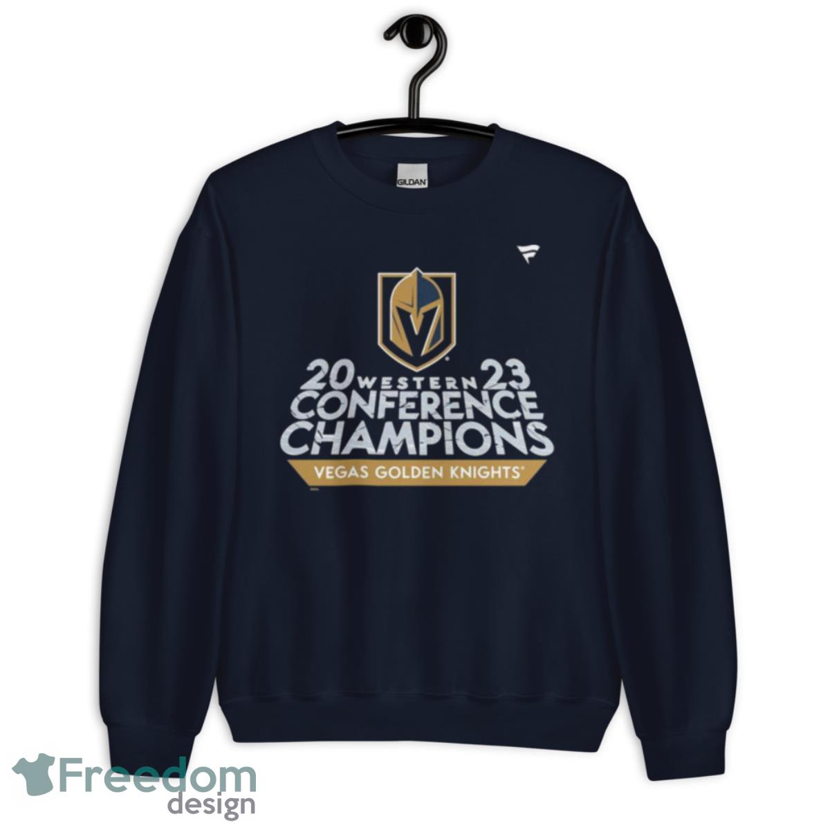 Vegas Golden Knights 2023 Western Conference Champions Locker Room T Shirt - Unisex Crewneck Sweatshirt-1