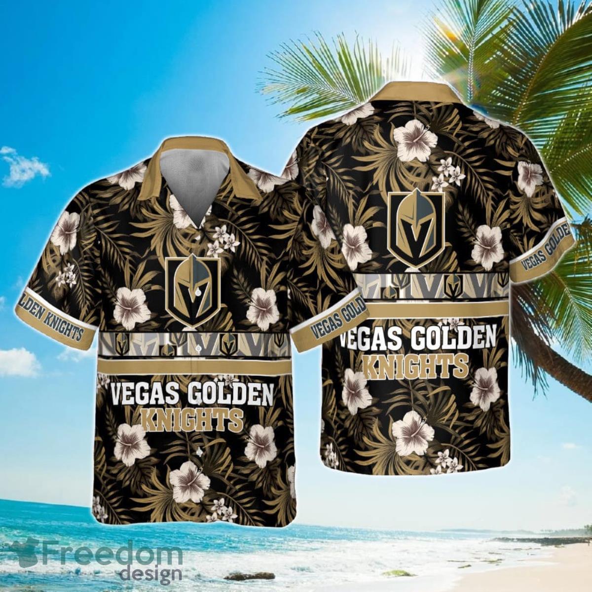 Vegas Golden Knights National Hockey League 2023 Hibiscus Pattern Hawaiian Shirt Product Photo 1